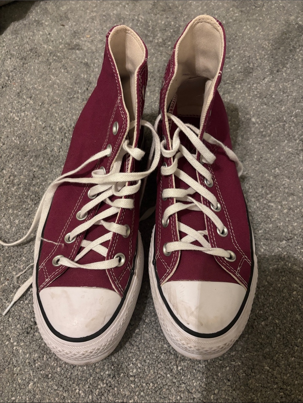 Converse High-Top Sneakers in Burgundy and White